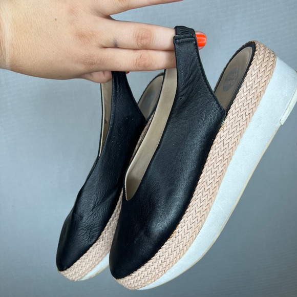 Gios Eppo Espadrille Platform Slingback Leather Black Shoe Size 38 - Picture 5 of 7